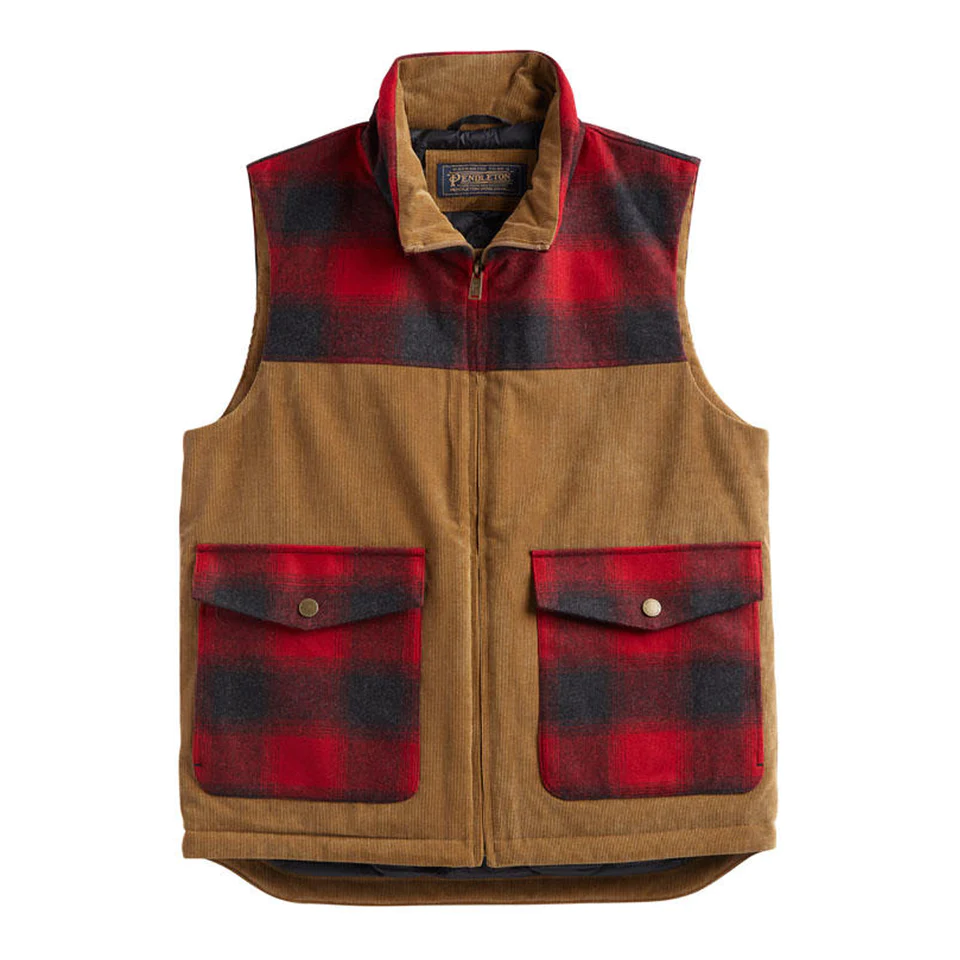Black Hills Down Vest- Red/Olive Plaid